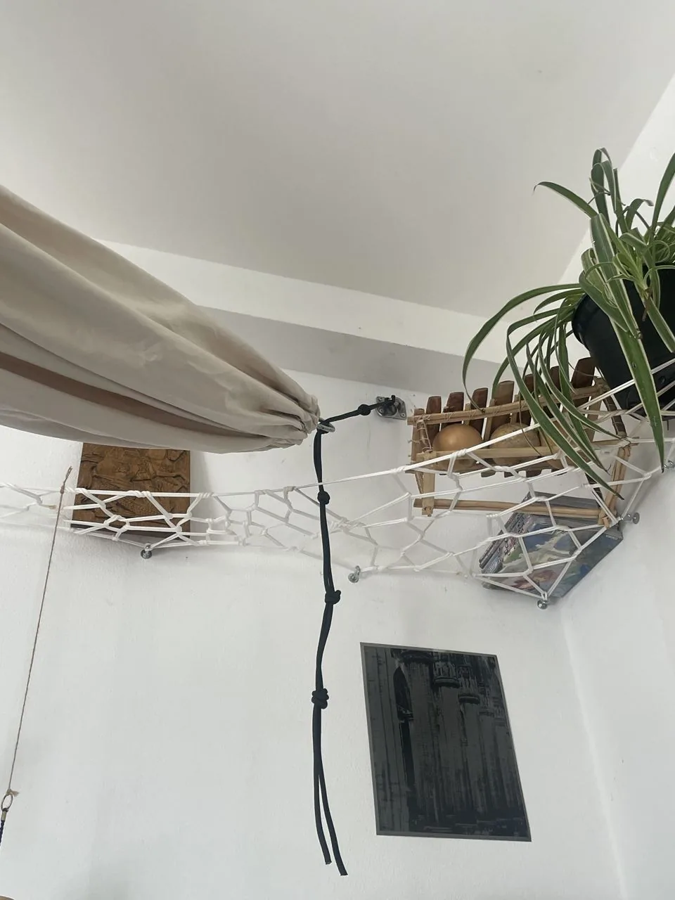 Camera di Nemo, Milano — mensola-rete in paracord con i dischi