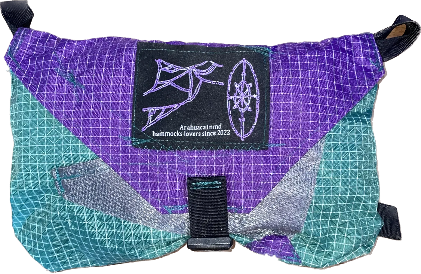 scarsela vintage viola e verde acqua